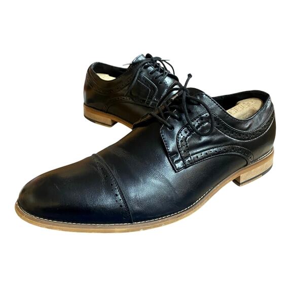 Stacy Adams Dickinson Men's Formal Dress Shoe 11W Black Leather Oxford - Picture 1 of 9